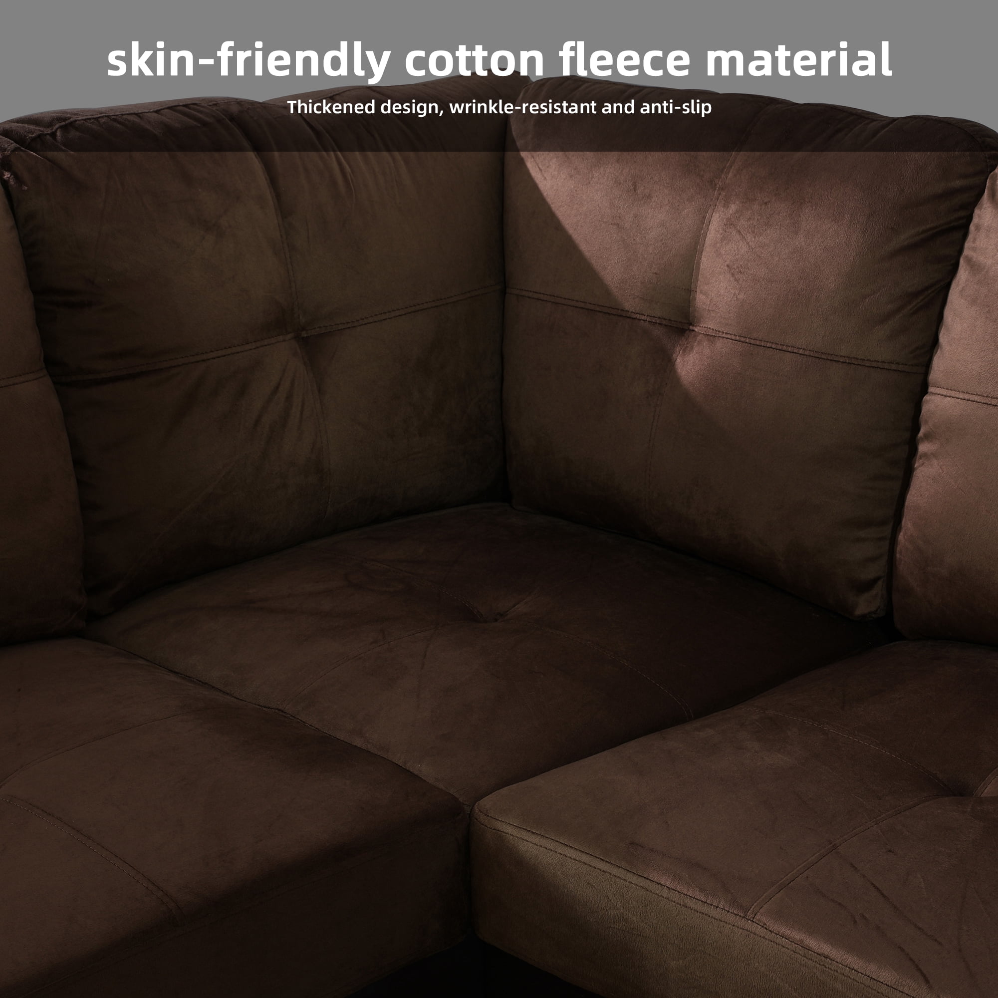 MAYEERTY 103.5" Modern Lint 3-Piece Couch Living Room Sofa Set，Brown