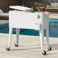 thumbnail image 2 of Dextrus 80 Quart OutdDextrus 80 Quart Outdoor Rolling Cooler Cart with Bottle Opener Drainage, White, 2 of 5