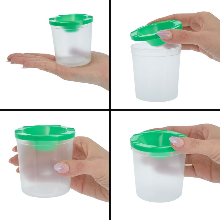 KNAFS Lid Plastic Painting Cup Water Cups for Painting Brush Holder  Container - Set of 4 