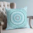 thumbnail image 4 of Pillow Covers 16x16 Set of 2, Aqua Boho Throw Pillow Covers Decorative Couch Cushion Cover, Rustic Neutral Tribes Ethnic Geometric Floral Microfiber Soft Pillowcases for Bedroom Living Room Sofa, 4 of 9