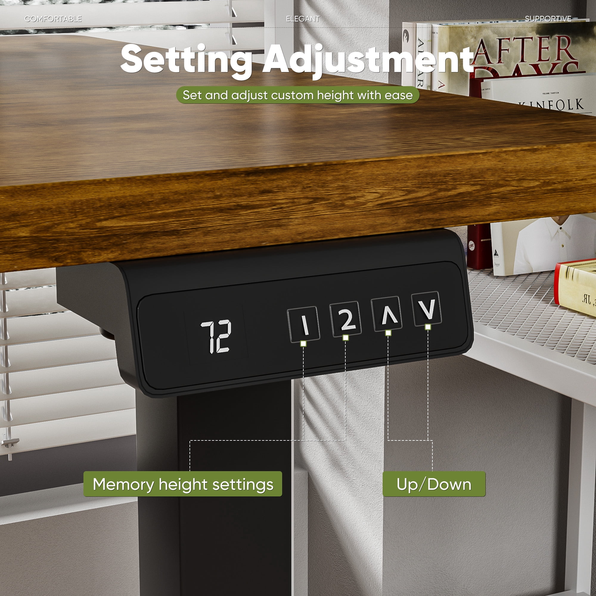 Homall 47" Wide Home Office Electric Height Adjustable Standing Desk Lifting Range 28~46" Computer Desk with Monitor Stand,Brown
