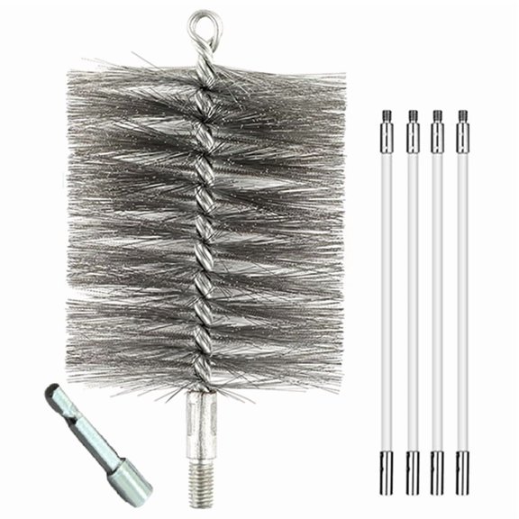 50-Inch Long Tent Wood Burning Stove Pipe Stainless Steel Cleaning Brush, and Chimney Cleaning Wire Brush