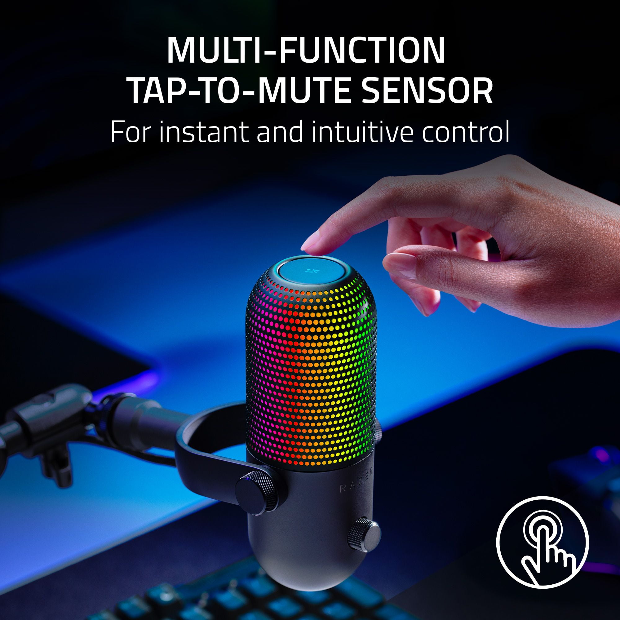 Razer Seiren V3 Chroma USB Mic with RGB Lighting Microphones with Tap-to-Mute, Black