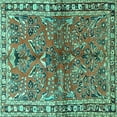 thumbnail image 1 of Ahgly Company Indoor Square Persian Turquoise Blue Traditional Area Rugs, 3' Square, 1 of 4