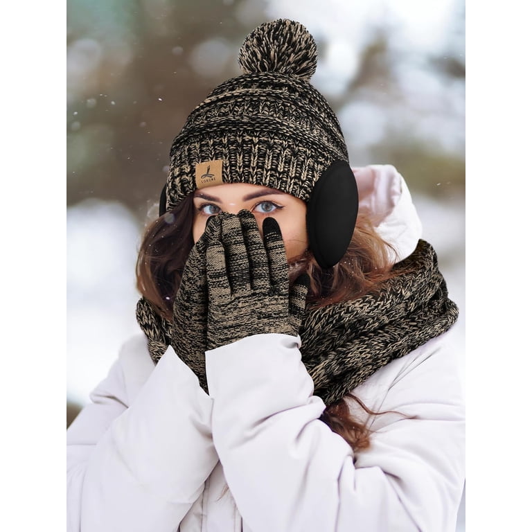 Winter Hat Scarf Gloves and Ear Warmer, Warm Knit Beanie Hat  display picture 1