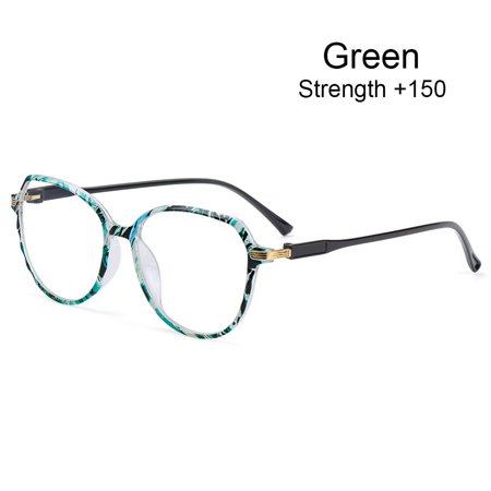 Fashion Portable Vintage Elegant Eyeglasses Reading Glasses Eye Protection Ultra Light Frame GREEN STRENGTH 150