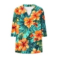 thumbnail image 5 of Horkkom Short Sleeve Tops for Women V Neck Floral Print Button Down Shirts Spring Summer Loose Casual Tops XXL, 5 of 6
