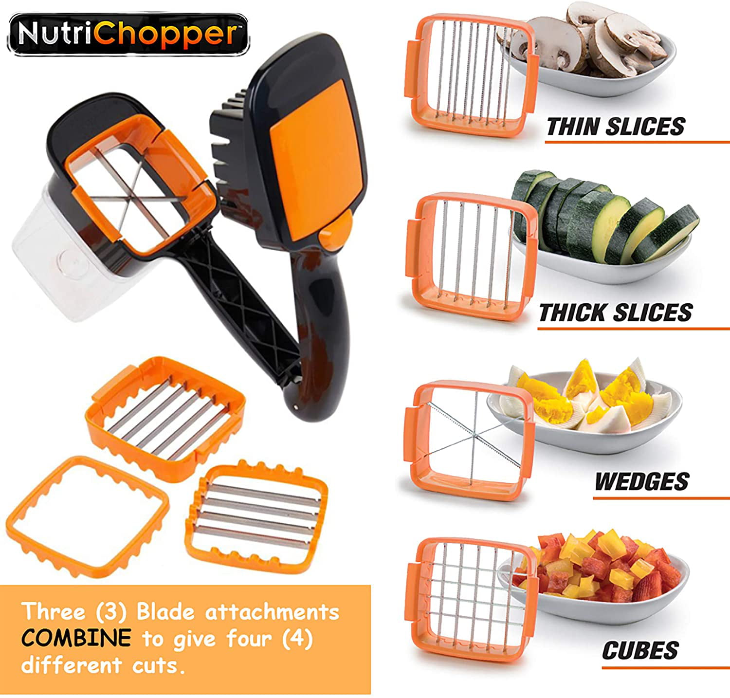 Nutrichopper Deluxe Vegetable Chopper with 30% Larger Fresh-keeping Storage  Containers Onion Chopper Egg Slicer Multi-purpose Food Chopper with  Stainless Steel Blade Veggie Chopper, As Seen On TV 