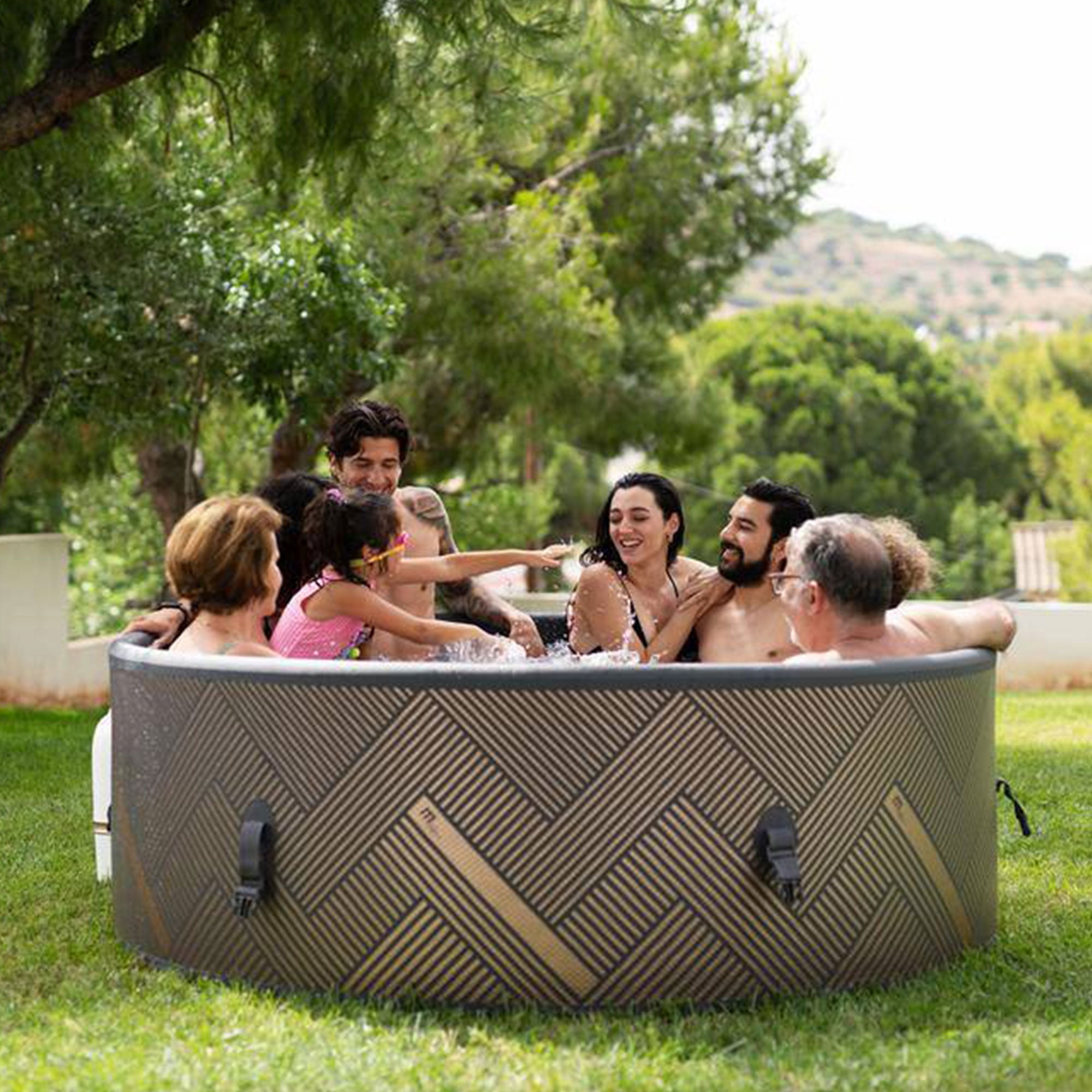 MSpa Round Inflatable Bubble Massage Spa, 4-6 Person Outdoor Hot Tub, Mono