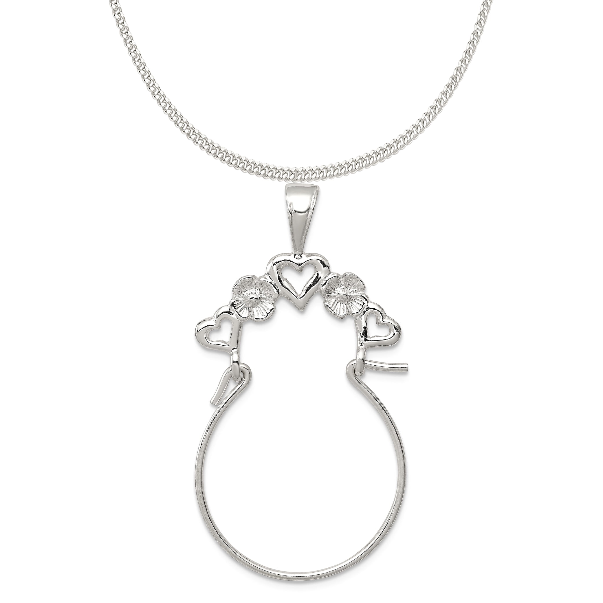 Carat in Karats Sterling Silver Heart Charm Holder on a Sterling Silver