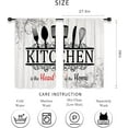 thumbnail image 2 of Rustic Black White Kitchen Curtains Short Small Funny Quotes Farmhouse Wooden Plank Wood Knife and Spoon Rod Pocket Country Farm Bedroom Living Room Treatment Fabric 2 Panels 27.5Wx39H Inch, 2 of 6
