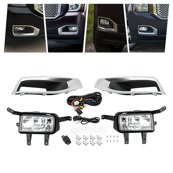 Miumaeov For 2015-2018 GMC Yukon/ Yukon XL Pair Bumper Fog Lights Driving Lamps w/ Wire Switch Left & Right Side