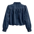 thumbnail image 3 of Uaswgudfs Women's Winter Cropped Denim Jacket Long Sleeve Button Up Casual Jean Jacket with Puff Sleeves Vintage Fashion Top for Daily Streetwear, 3 of 7