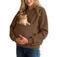 thumbnail image 4 of COMVALUE Cat Pouch Hoodie Pet Carrier Hoodies Women Oversized Kangaroo Pocket Lightweight Sweatshirts for Carriering Dogs (Coffee, S), 4 of 5