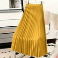 thumbnail image 7 of Women's Basic Simple High-Waisted Pleated Skirt Casual Solid Color Flowy Swing A-Line Skirt, 7 of 7