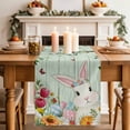 thumbnail image 2 of Table Runner 60 Inches Long for Kitchen Dining, Easter Dresser Scarf Farmhouse, Dining Table Decorations for Wedding/Parties, Spring Watercolor Bunny Eggs Tulip Wooden Grain Teal 13 x 60 In, 2 of 8