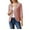 Pink, variant on Womens Lightweight Textured Knit Cropped Bolero Shrug V Neck Three Quarter Roll Cuff Open Front Everyday Formal Dress Daily Office Sun Protection Layering Outer Topper Pink L