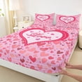 thumbnail image 4 of Feelyou Happy Valentine's Day Twin Sheet Sets, Pink Watercolor Twin Fitted Sheet, Romantic Love Theme Flat Sheet, Super Cozy Room Decor, 3-Piece, 4 of 8
