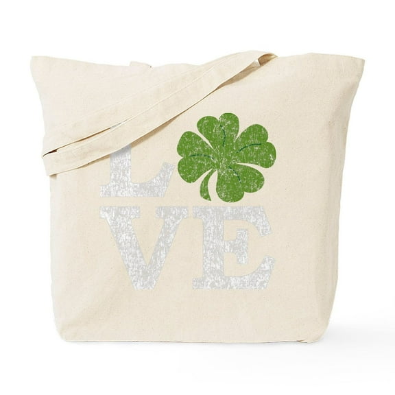 CafePress - Love_Shamrock_White Tote Bag - Unisex Canvas Tote Bag, Beige, 1-Piece