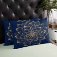 thumbnail image 4 of Navy Blue Yellow Spring Floral Throw Pillow Cover 20 x 26 Inch Decorative Pillow Cover Abstract Blossoms Botanical Lumbar Pillowcase Seasonal Rectangle Cushion Case for Couch Sofa Bed Living Room, 4 of 7