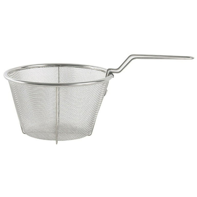 Deep Fry Basket Kitchen Stainless Steel Round Fry Basket with Folding Handle