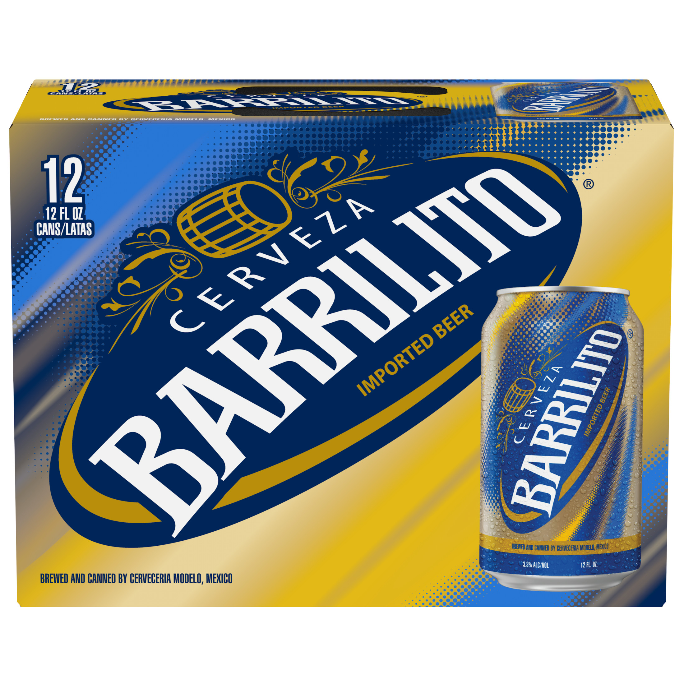 Barrilito Cerveza Mexican Import Beer, 12 pack of 12 fl. oz. cans, 3.3% ABV