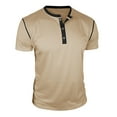 thumbnail image 2 of Handshe Men's Short Sleeve Henley Shirt, Solid and Color Block Design for Everyday Wear, 2 of 6