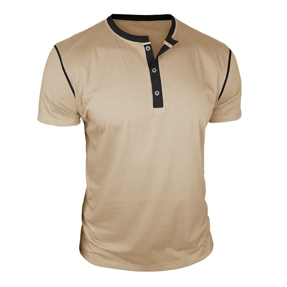 Maean Short Sleeve Shirts for Men's V Neck Buttons Workout Tops Classic Casual Summer Tshirts