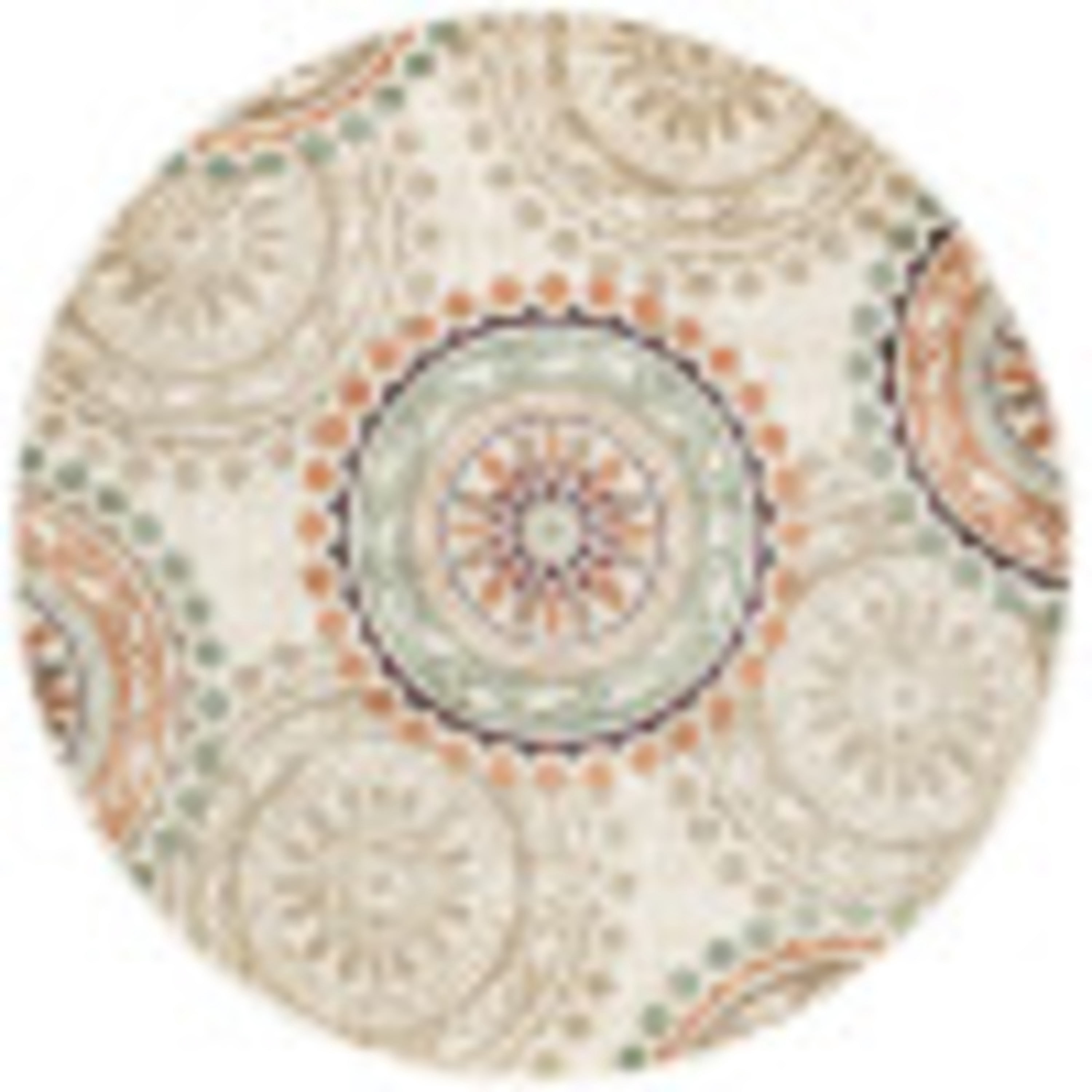 Deco Transitional 8' Round Ivory and Beige Polypropylene Indoor Area Rug