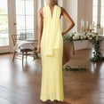 thumbnail image 3 of Vestido largo elegante y ajustado para mujer - Vestido largo de fiesta con cuello en V para invitadas a bodas y cócteles, 3 of 8