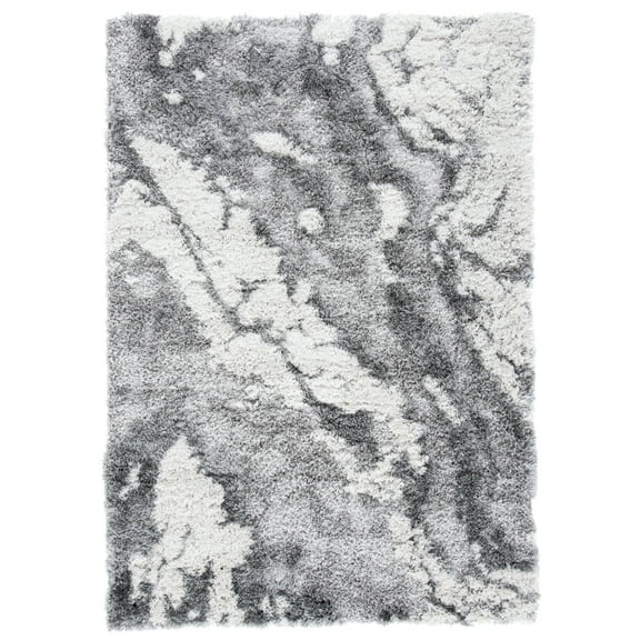 SAFAVIEH Horizon Konstantinos Abstract Shag Area Rug, Grey/Ivory, 5'3" x 7'7"