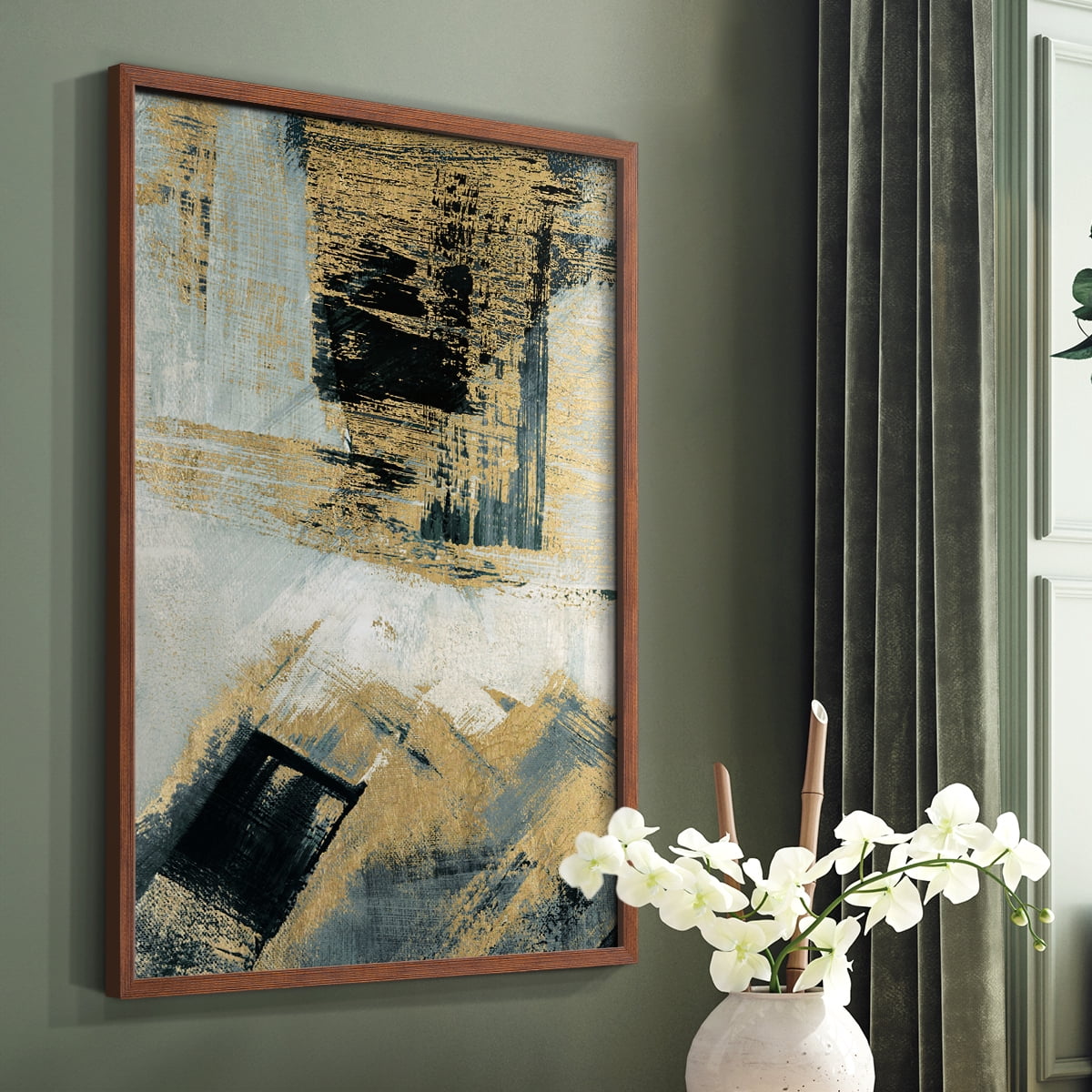 Southern Flow in Brown Solid Wood 11 x 14 Framed Print
