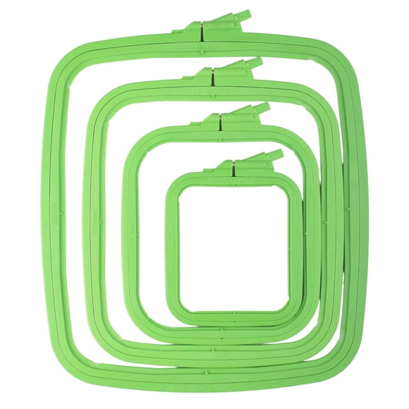 Juego de aros para bordar cuadrados de plástico verde nourgués (4 unidades)