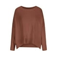 thumbnail image 3 of PEONAVET Chandail à Col Rond pour Femmes Mode Féminine Décontractée Ample Grande Taille Manches Longues Chandail Tricoté Chandail à Col Rond, 3 of 5