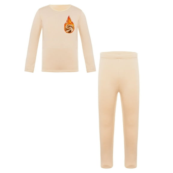 HULIJA Kids Girls Thermal Underwear Set Long Sleeve Fleece-Lined Undershirt and Leggings Nude 110
