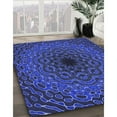 thumbnail image 2 of Ahgly Company Indoor Round Patterned Denim Dark Blue Area Rugs, 5' Round, 2 of 6