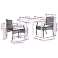 thumbnail image 4 of vidaXL 3 Piece Garden Dining Set with Cushions Black Poly Rattan, 4 of 5