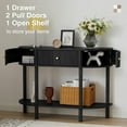 thumbnail image 4 of 43.3“ Fluted Half Moon Console Table, Modern Entryway Console Sofa Table with Storage, Narrow Wood Accent Tables Behind Couch Tables for Living Room, Hallway, Foyer(Black), 4 of 9