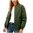 thumbnail image 1 of Parkas pour Femmes, Couleur Unie Décontractée Col Montant à Fermeture Éclair Double Poche Manches Longues, Col pour Femmes, 1 of 9