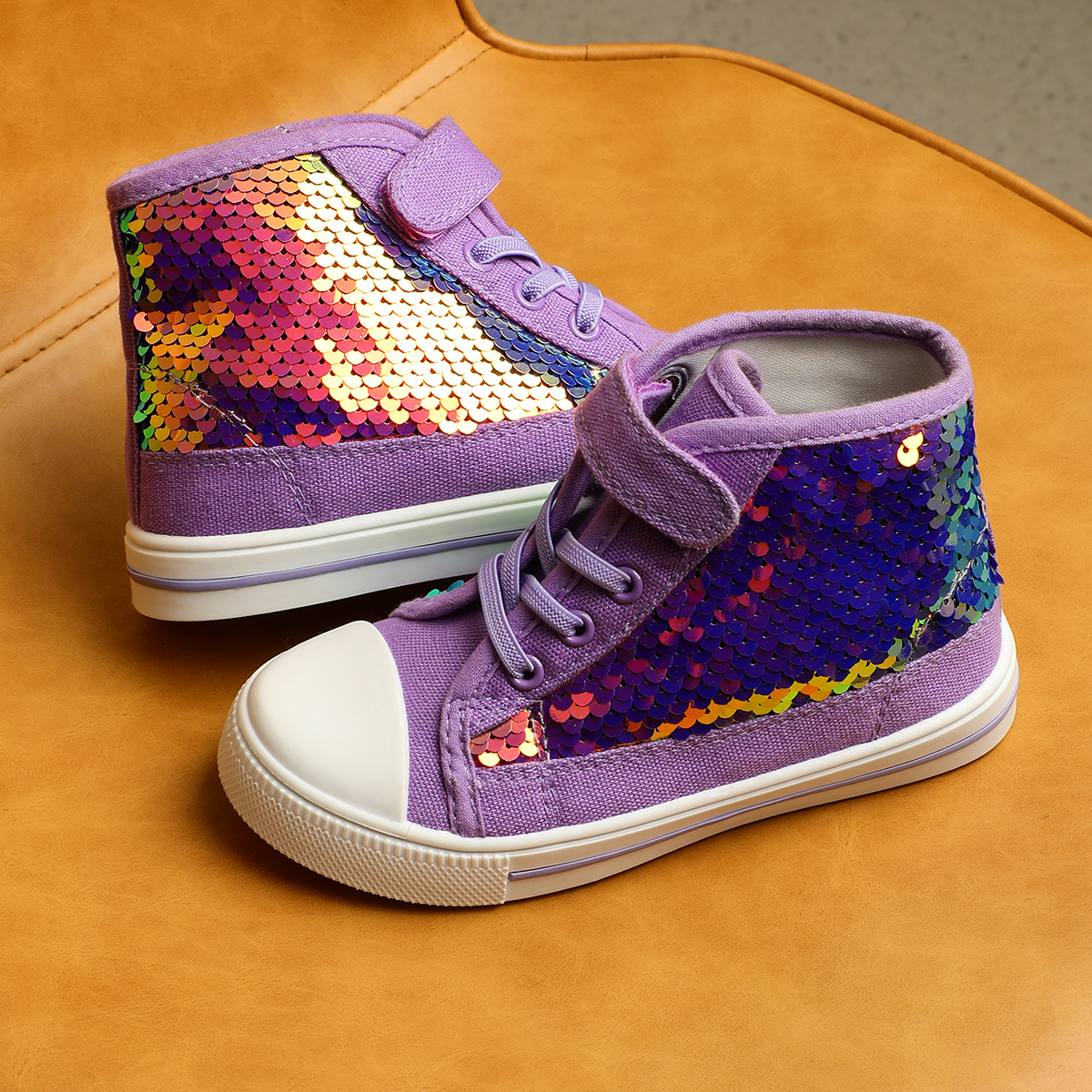 Kushyshoo Purple High Top Girls Toddler Sneakers photo 5