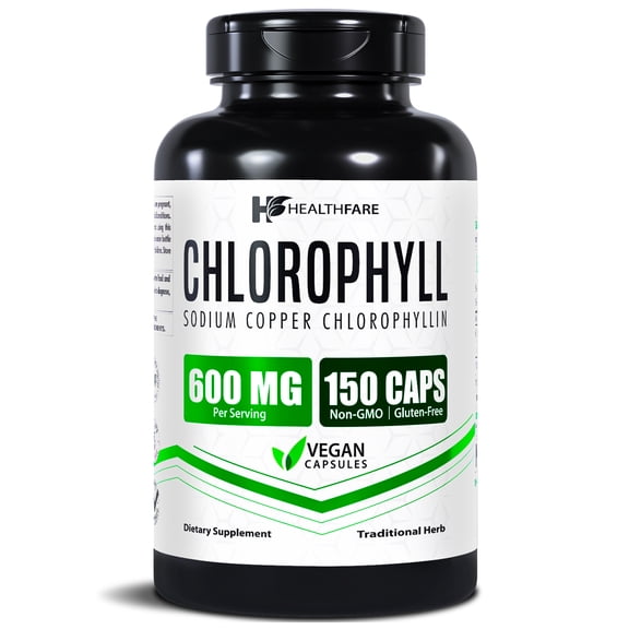 HealthFare Chlorophyll Capsules 600mg | Internal Deodorant & Body Odor Support | 150 Veg Pills for Women & Men | Premium Plant-Based Supplement | Vegan, Non-GMO, Gluten-Free | Made in USA