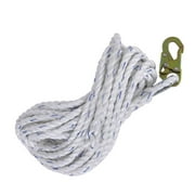 Peakworks Fall Protection Safety Lifeline Rope Grab, 50 ft Vertical Cable, Galvanized Steel Snap Hook Harness for Climbing, Rescue, Hunting, Roofing, White (V84084050)