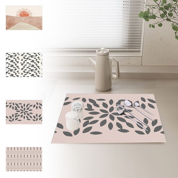 Xihbxyly Tapete de Drenaje para Cocina, Diatomita Superabsorbente, Base de Goma Antideslizante, Suave y Acolchado para Vajilla Delicada, Versátil para Encimera, Fregadero o Escritorio, 30 X 40 Cm.