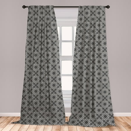 White And Grey Curtain Panels Grey and White Curtains 2 Panels Set, Moroccan Star Pattern Traditional Tile Symmetrical Motifs, Window Drapes for Living Room Bedroom, Charcoal Grey White, by Ambesonne ()