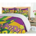 thumbnail image 5 of Ambesonne Mardi Gras Duvet Cover Sets, Vivid Beads Feathers, 2-King, Lime Green Magenta, 5 of 6
