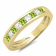 thumbnail image 1 of 10K Gold Princess Cut peridot & White Diamond Ladies Anniversary Wedding Band Stackable Ring, 1 of 1