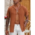 thumbnail image 2 of COOFANDY Mens Cuban Guayabera Shirts Short Sleeve Linen Shirt Loose Fit Camp Collar Shirt, 2 of 7