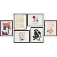 thumbnail image 3 of PixonSign Framed Canvas Print Wall Art Set - Matisse Plants & Colorful Abstract Face Painting - Set of 6 Geometric Minimalism Poster Cultural Art Wall Décor - 8"x10"x6 Black, 3 of 5