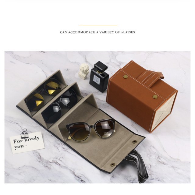 Sunglasses Organizer,Multi Slot Sunglasses Organizer Glasses Jewelry Storage Box PU Leather Eyeglasses Case Time-Tested Durability