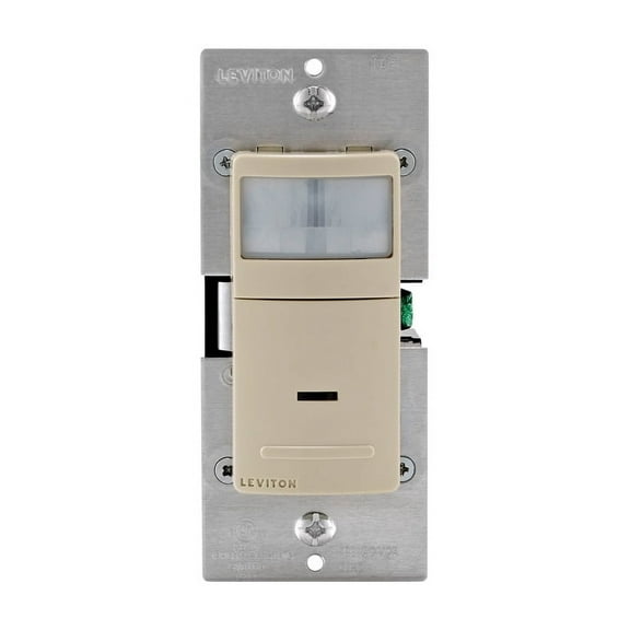 Leviton R01-IPS02-1LI Motion Detector, 2.5 A, 120 V, 1 -Pole, Motion Sensor, 180 deg Sensing, 900 sq-ft Sensing
